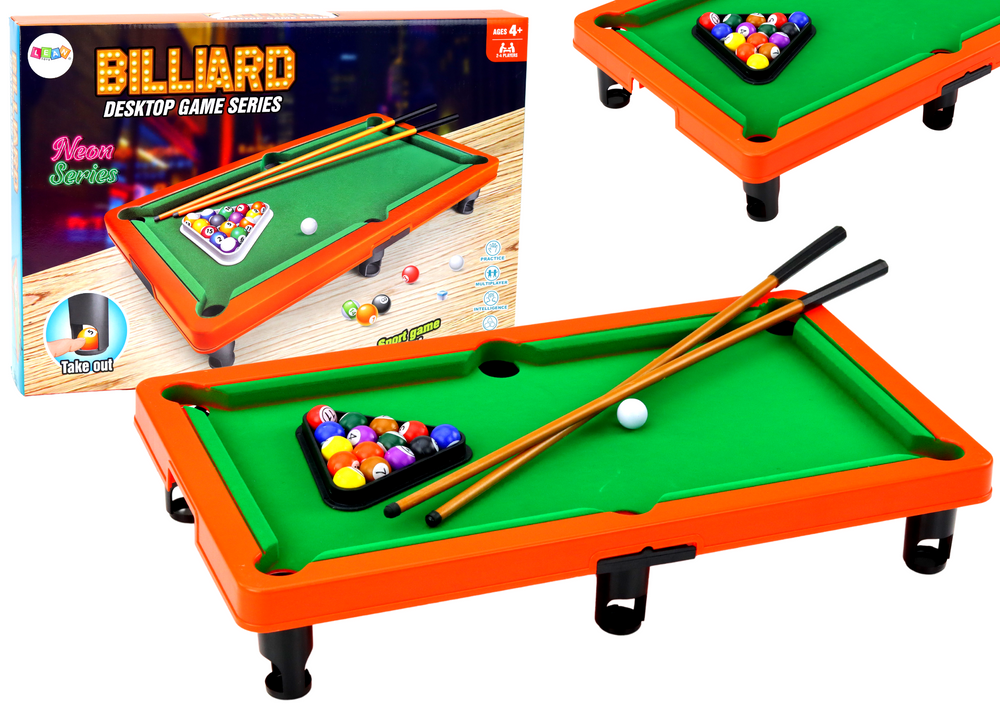 Mini Billiards Arcade Table Game 3 Cues Triangle Balls