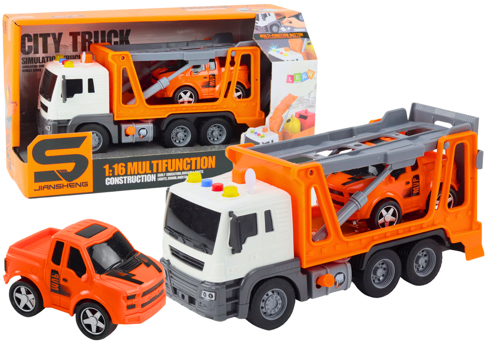 Multifunctional Tow Truck Truck with Lights and Sounds 1:16 Orange Car