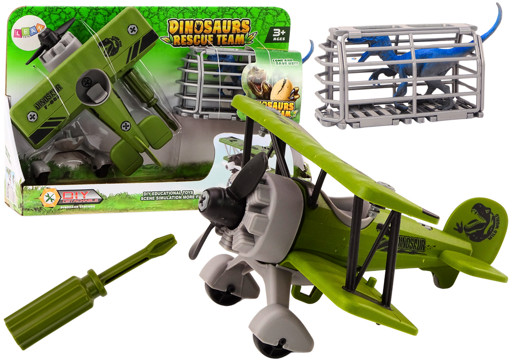 Plane Light plane Transporting Dinosaurs Cage Unscrewable Green