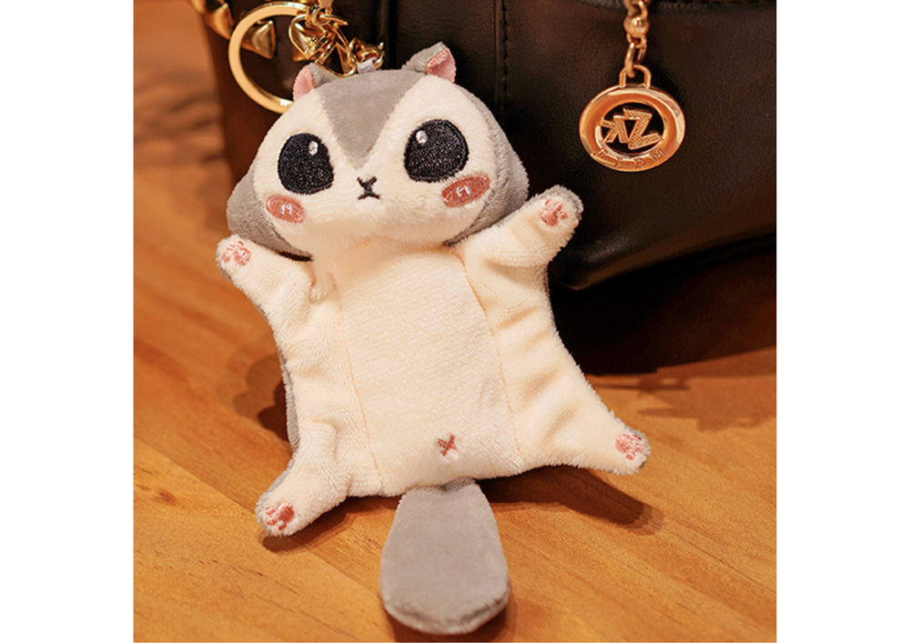 Plush Mascot Sugar Glider Squirrel Gray Keychain 10 cm