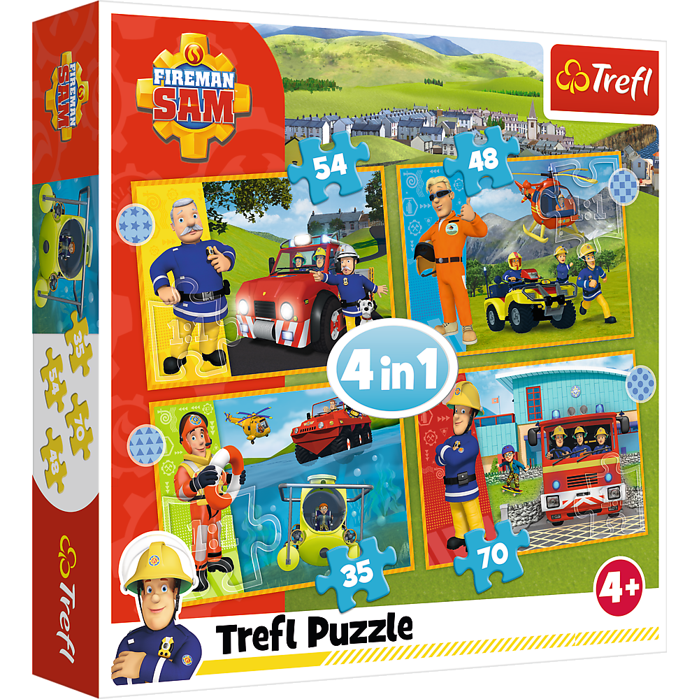 Puzzle - "4 in 1" - Brave Fireman Sam Trefl 34387