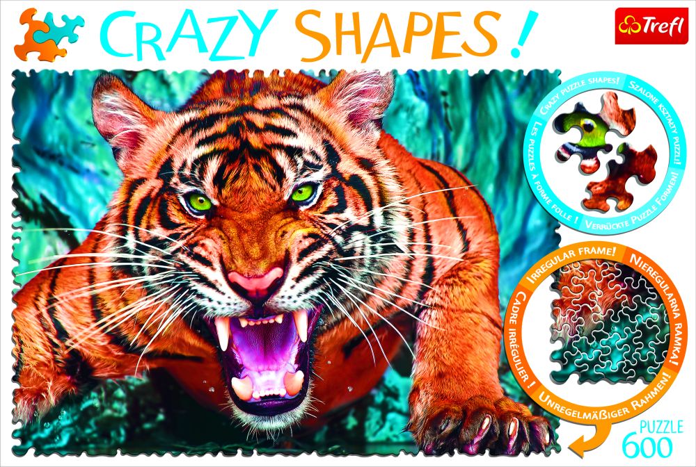 Puzzle Crazy Shapes 600 pcs. Eye to eye with a tiger Trefl 11110