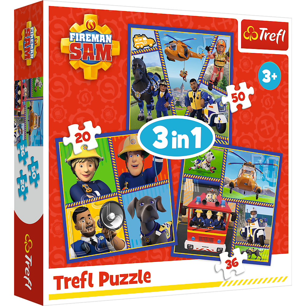 Puzzle "3in1" - Fireman Sam Day Trefl 34868