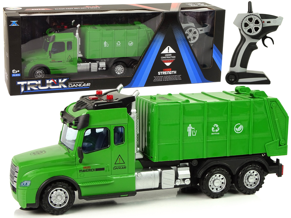 Radiovadāmā mašīna ar pulti Garbage Truck Green