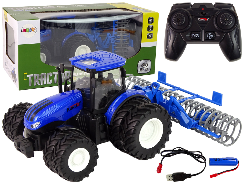 Radiovadāms traktors ar pulti 1:24 Blue