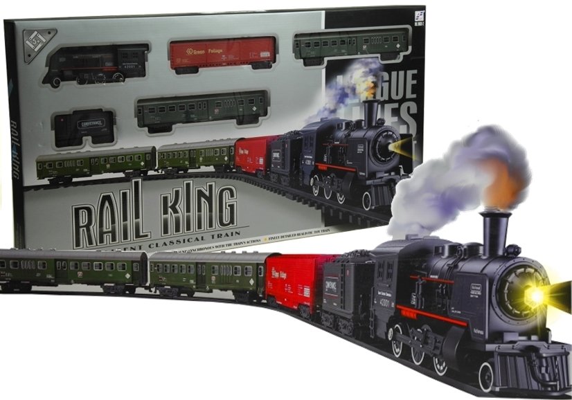 Rail King Train Set Smoke Realistic Toy Locomotive