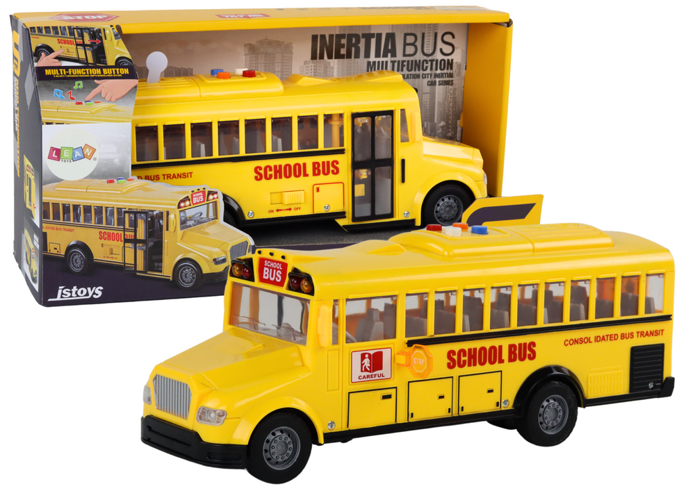 School Bus 1:16 Friction Drive Opening Doors Lights Sounds Yellow