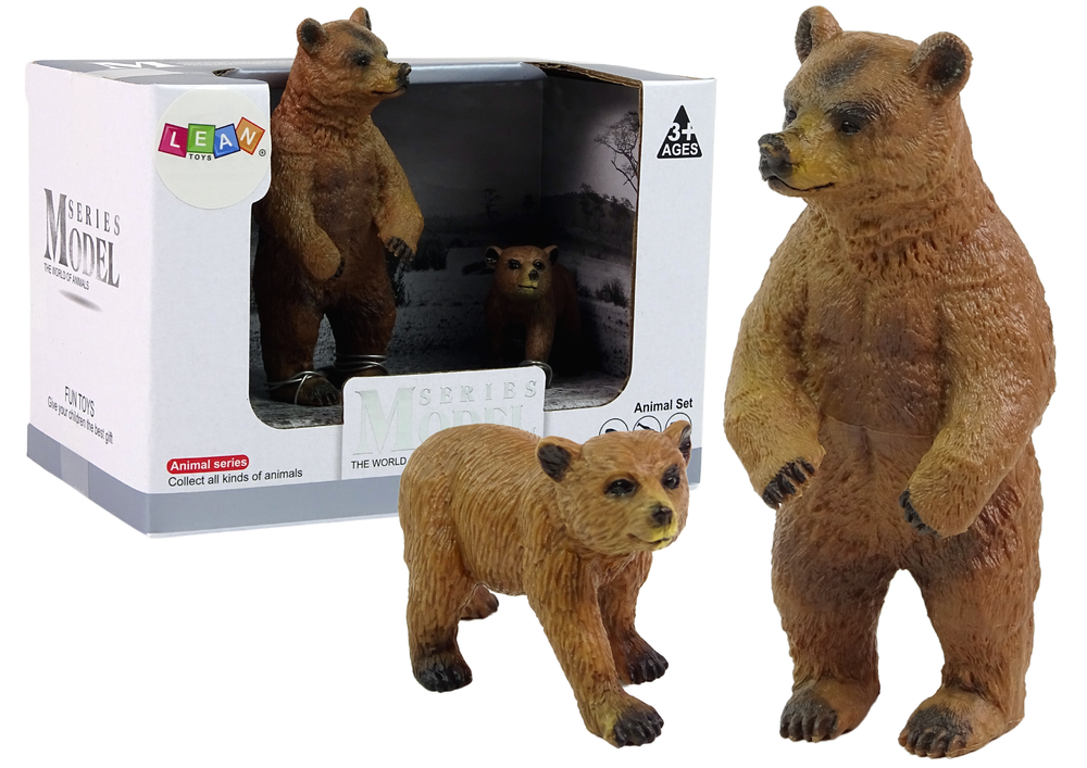 Set of 2 Figures Brown bear with cub  Forest Animals series