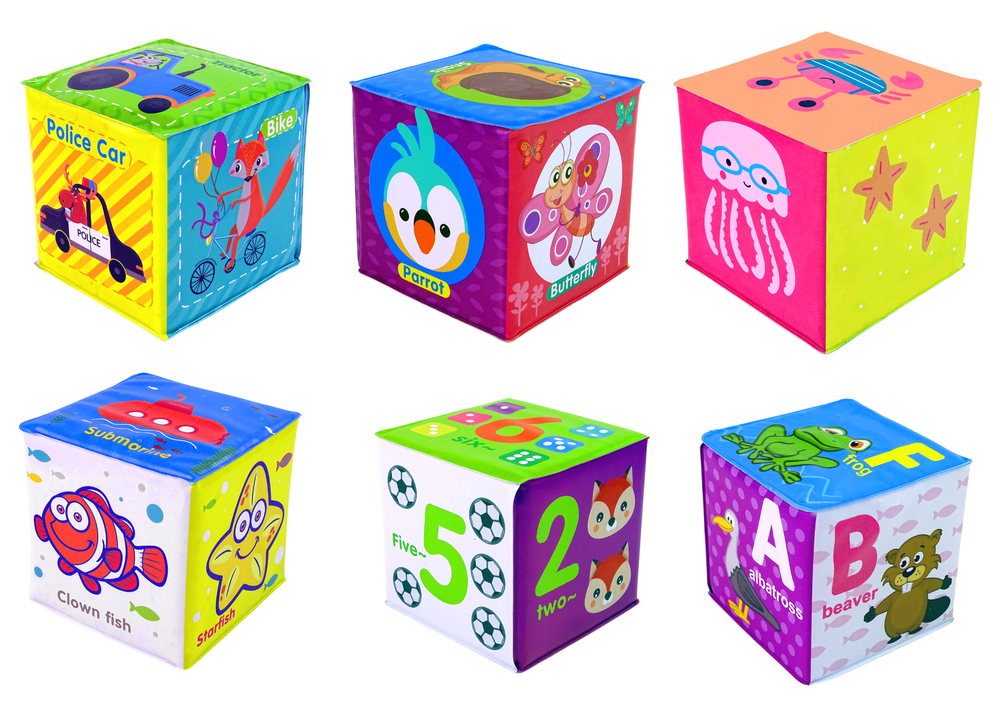 Set of 6 Educational Foam Cubes Coloured Cubes for Baby Large size