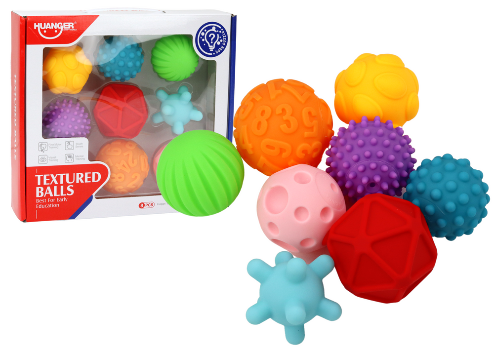 Set of Sensory Balls Various Textures 8 Colorful Pieces