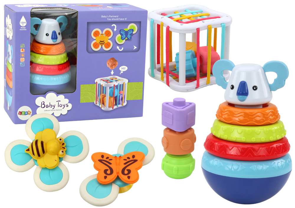 Set of Sensory Toys Koala Tower Educational Cube Spinners