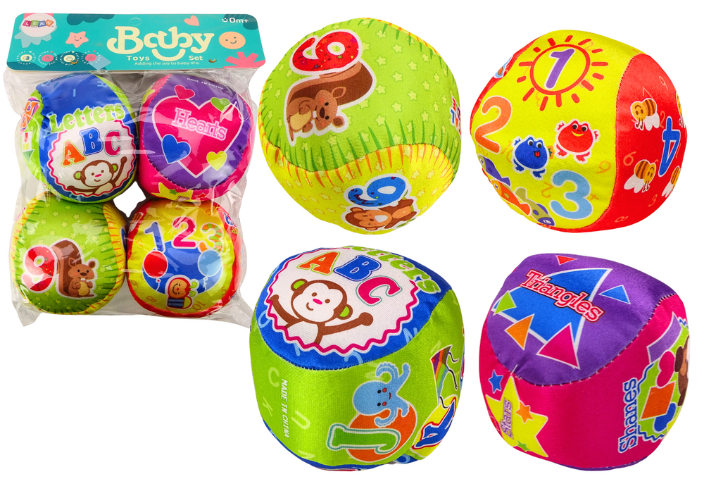 Set of Soft Balls Colorful Educational Rattle Balls 4 pcs.