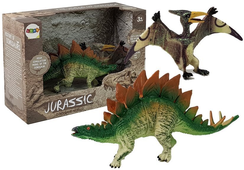 Set of Stegosaurus, Pteranodon Dinosaur Figurines