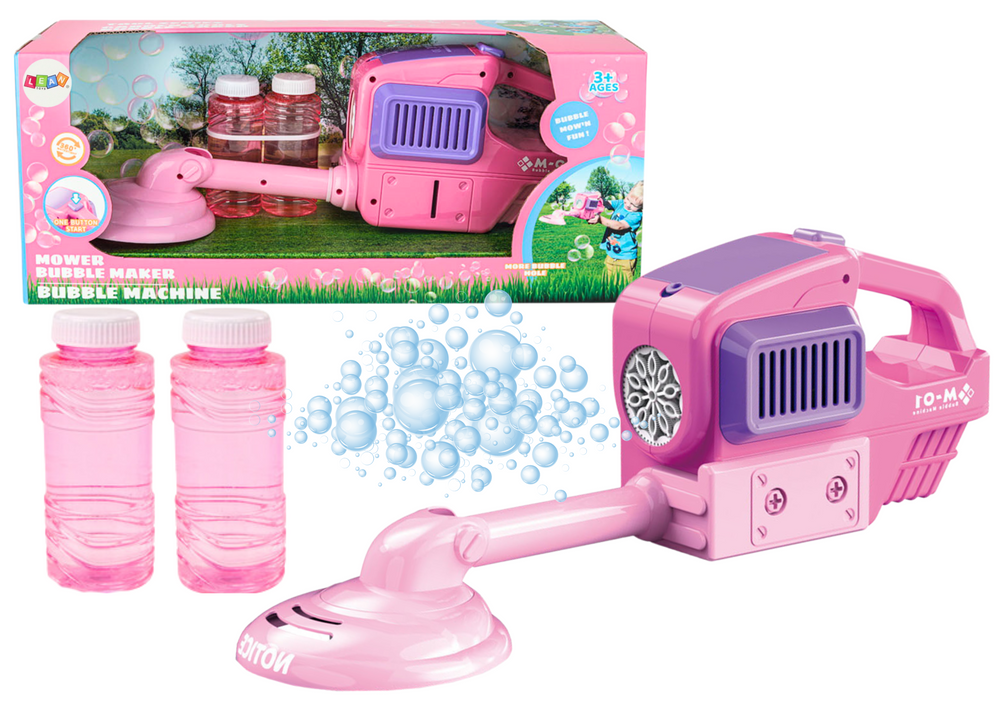 Soap Bubble Machine Lawn Mower Trimmer Two Fluids Pink