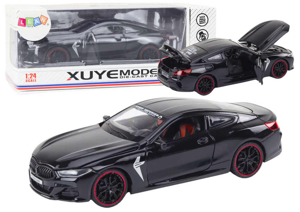 Sports Car Metal Friction Drive Openable Elements 1:24 Black