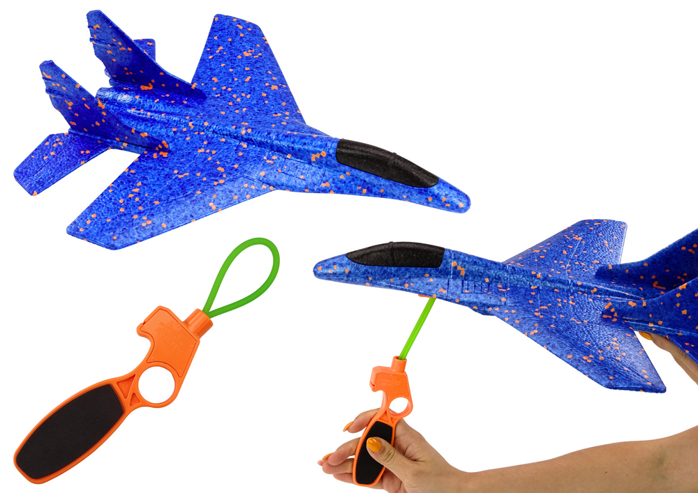 Styrofoam Fighter Plane With Blue Slingshot Launcher