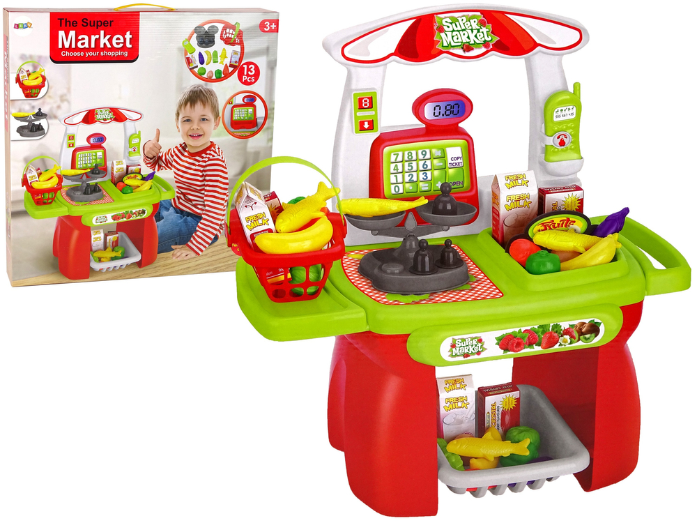 Supermarket Set Shop Basket Scale Groceries