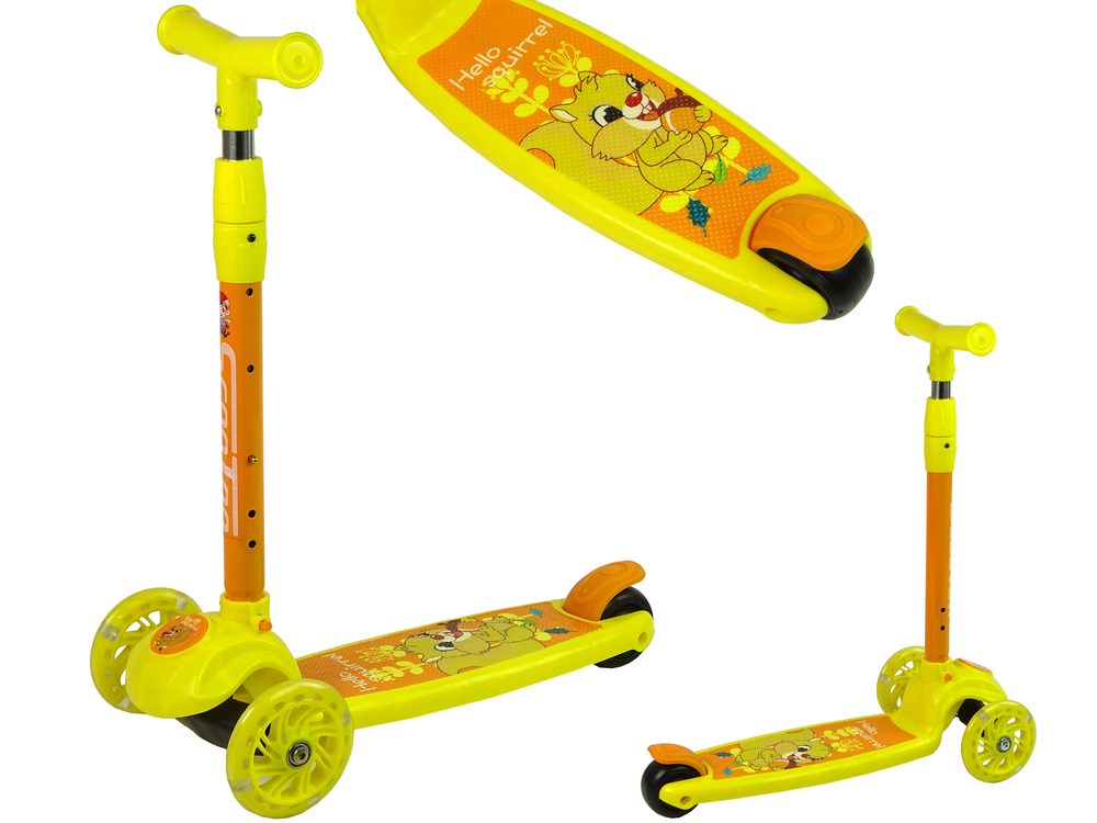 Tricycle Balance Scooter Luminous Wheels Yellow Squirrel