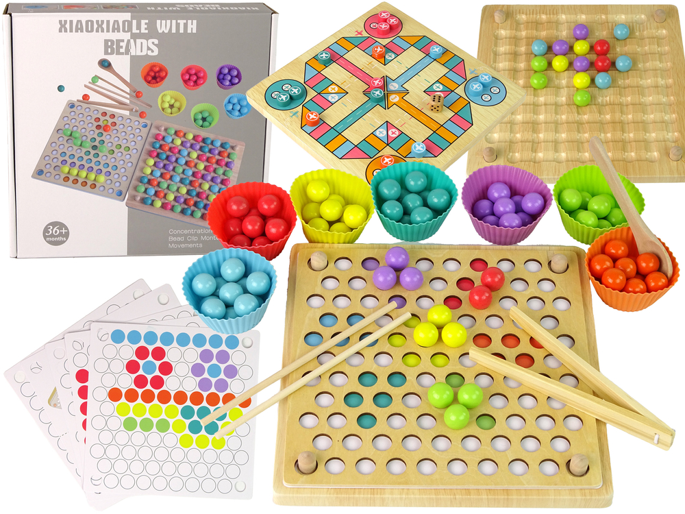 Wooden Ball Game Beads Educational Board Chinese