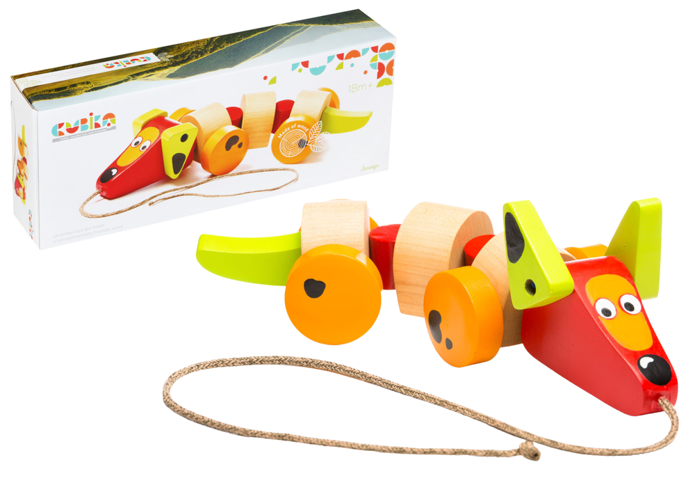 Wooden Dachshund Dog on a string Pull Toy 13623