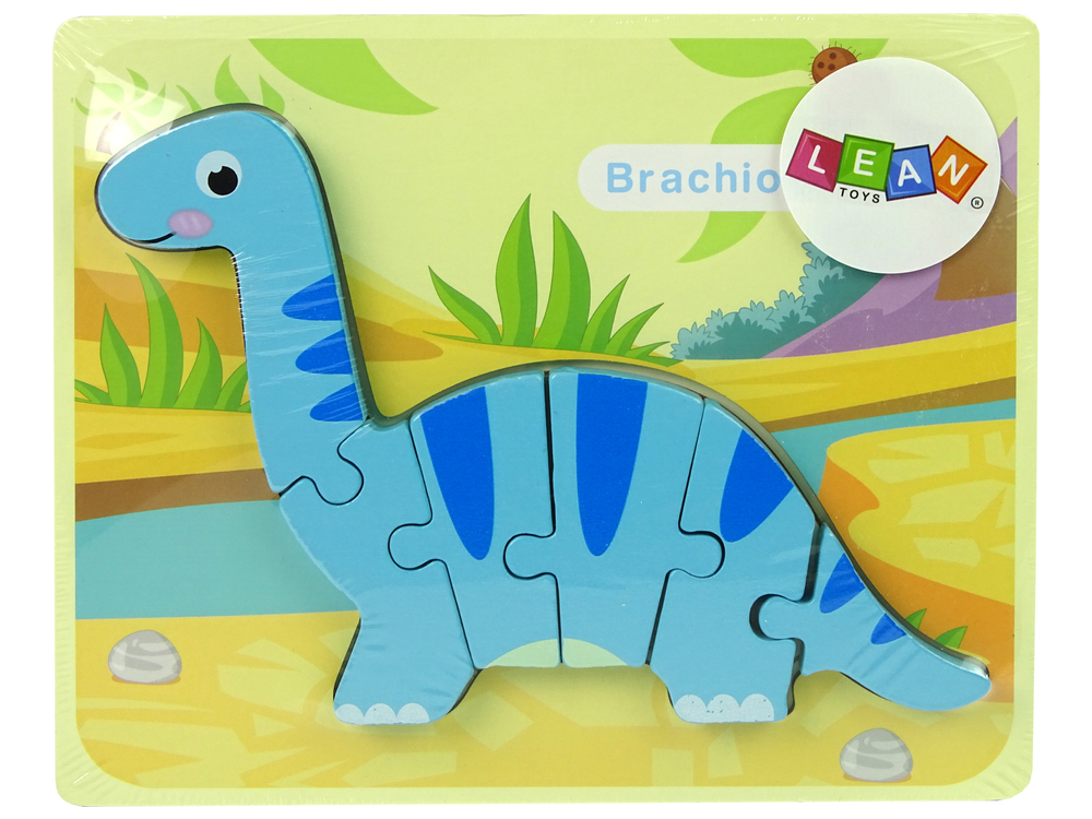 Wooden Puzzle Dinosaur Brachiosaurus Blue