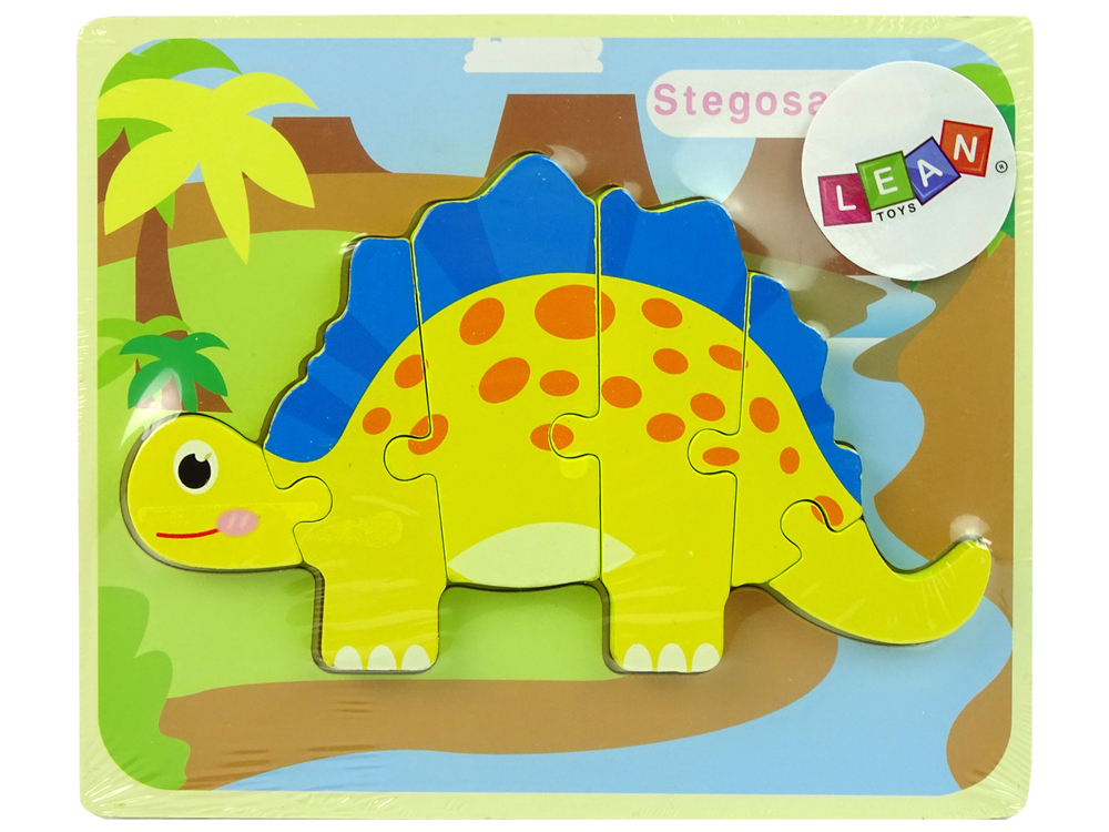 Wooden Puzzle Dinosaur Stegosaurus Yellow