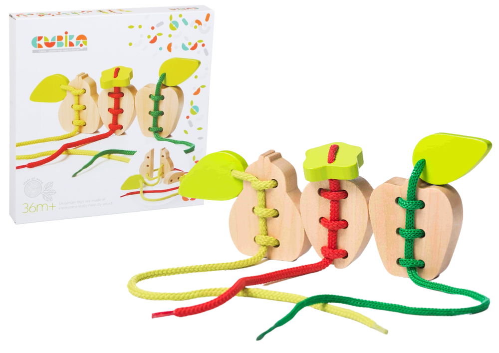 Wooden String Toy Interlaced Fruit Pear Apple Strawberry 14811