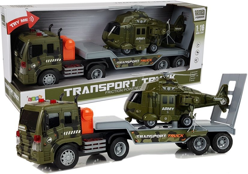 Auto Transporter Helikopter Wojskowy 1:16  Dźwięk Światła