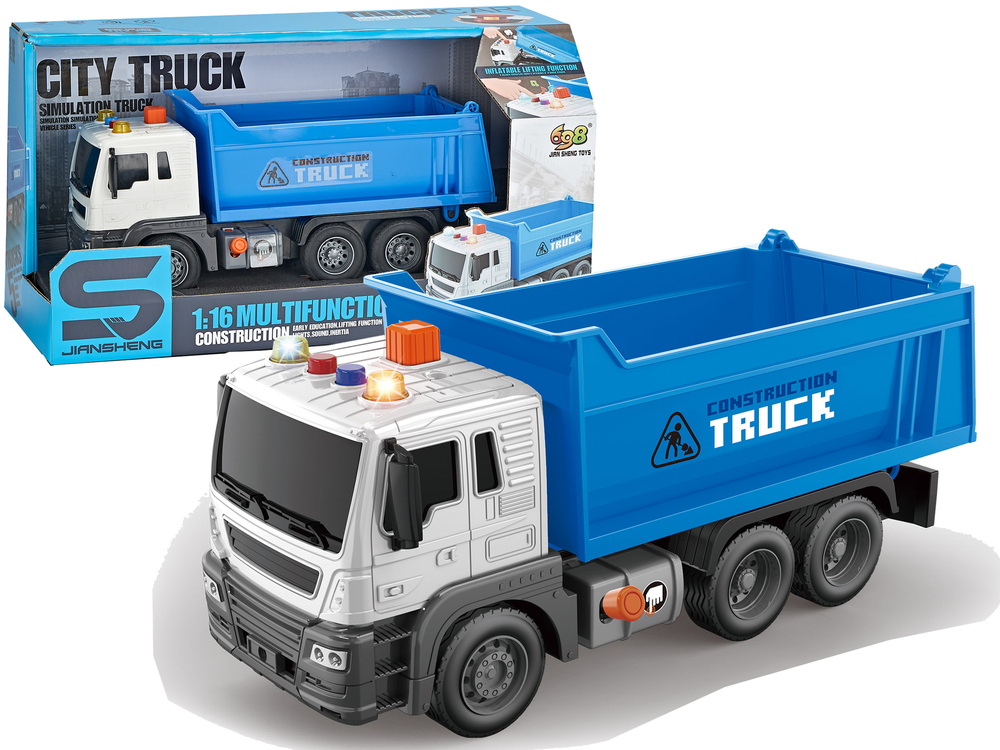 Construction Vehicle Tipper Truck 1:16 Blue Lift Trailer