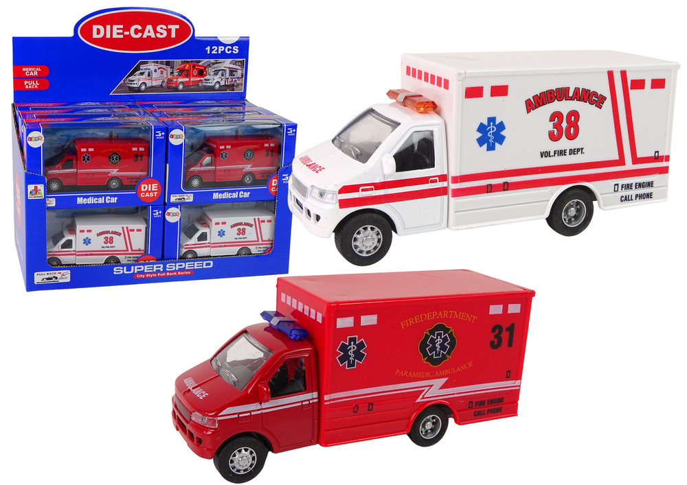 Ambulance Rescue Vehicle Friction Drive 2 Colours