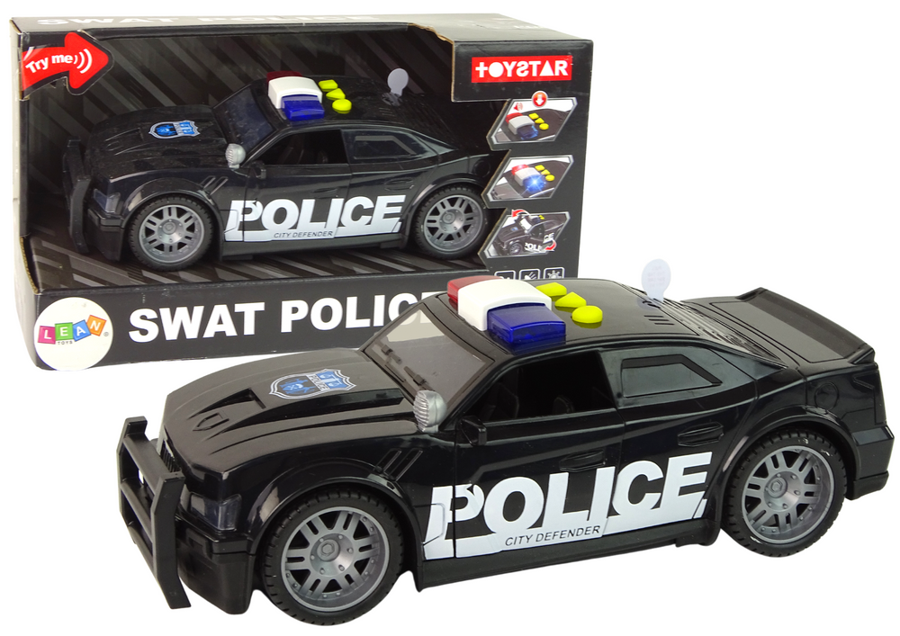 Car Police 1:14 Lights Sounds Black