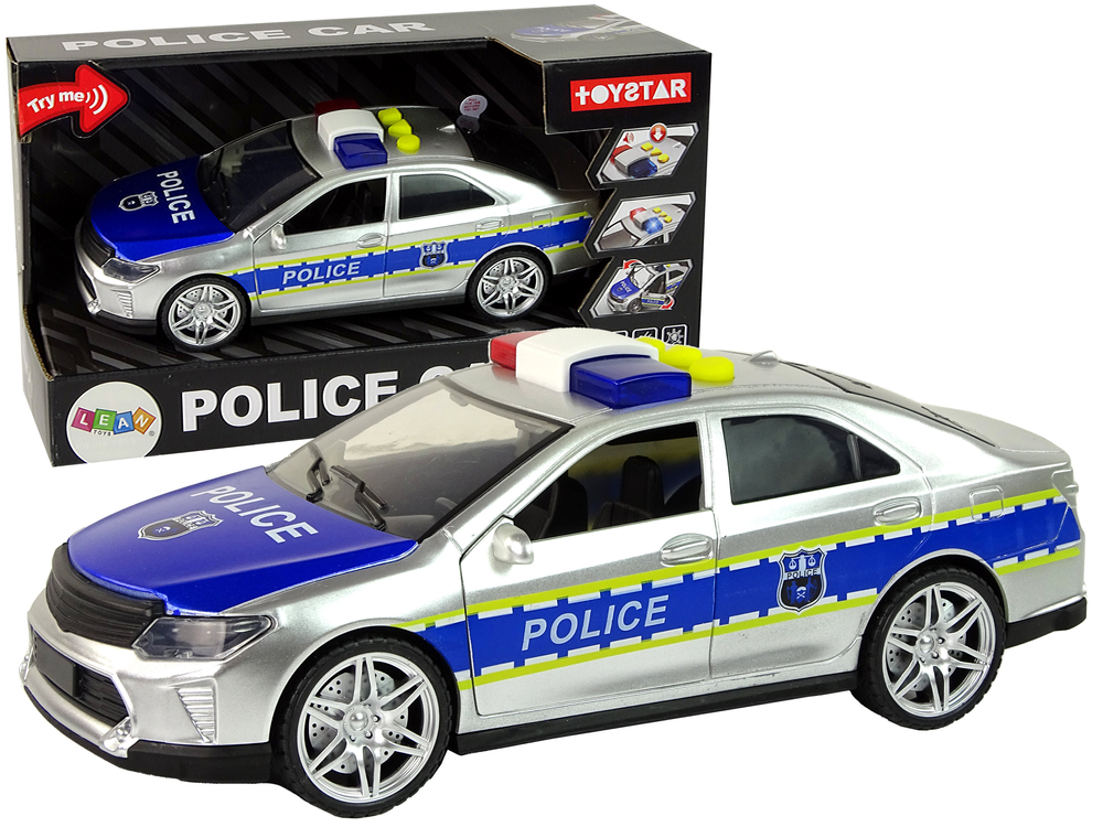 Police Car 1:14 Friction Drive Sounds Light Silver