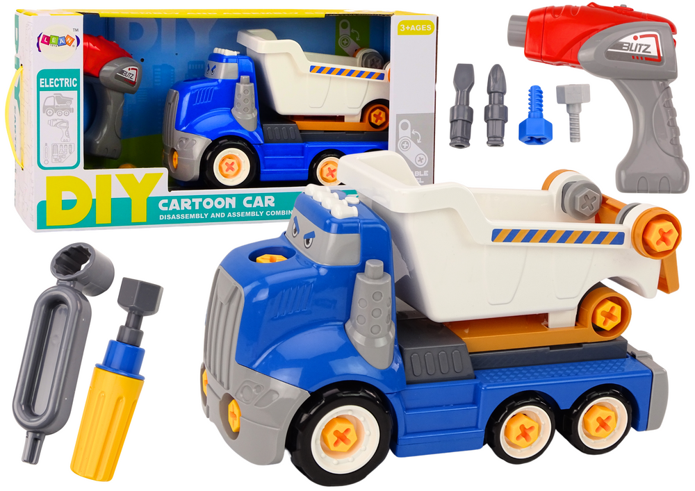 Blue Cartoon Turning Tipper DIY Truck