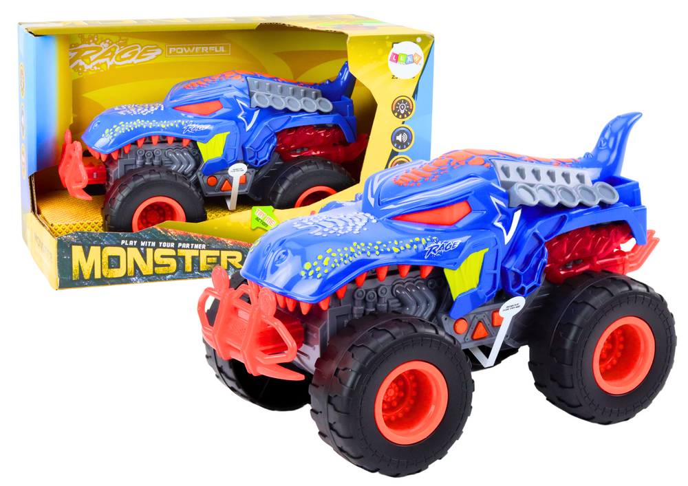 Offroad Car Dinosaur Velociraptor Lights Sounds Drive Blue