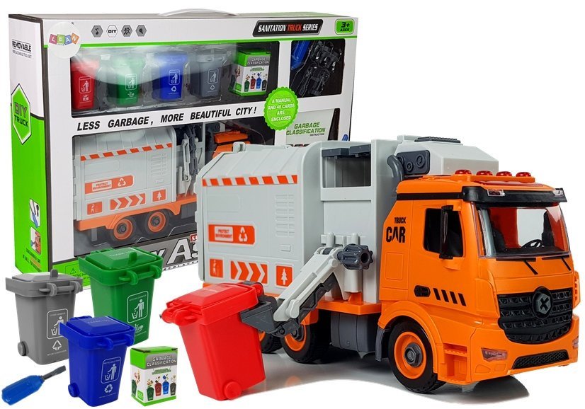 DIY Garbage Truck Sorter Kit Waste Sorting Game Screwdriver Sound Light Effects