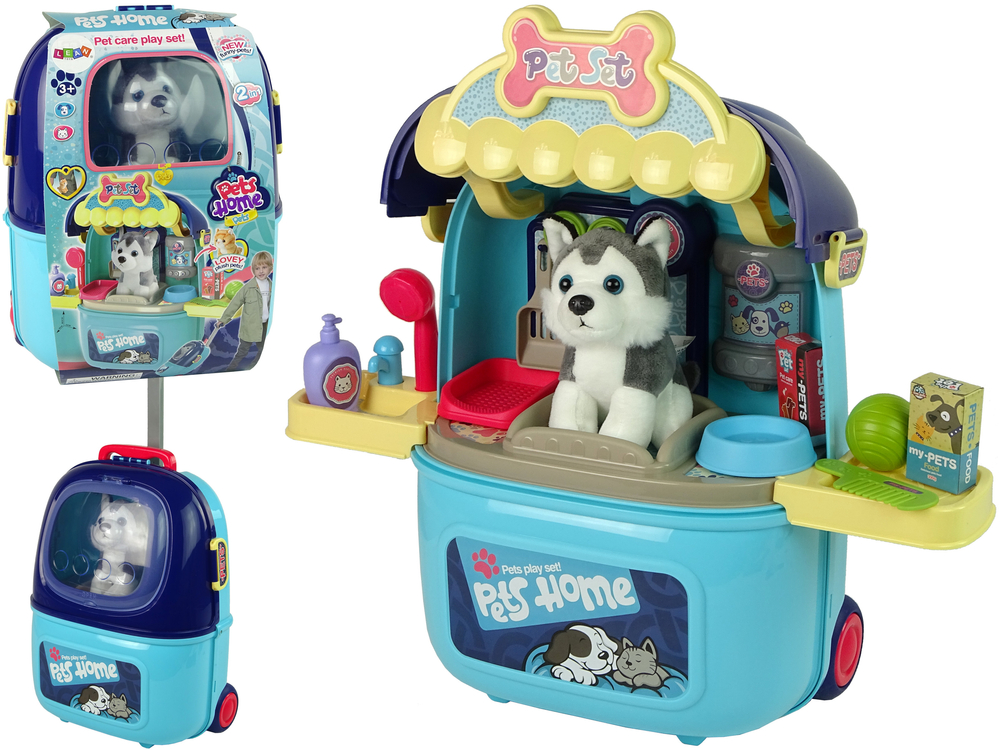 Beauty Salon Set For Dog Pet in Suitcase Backpack Blue