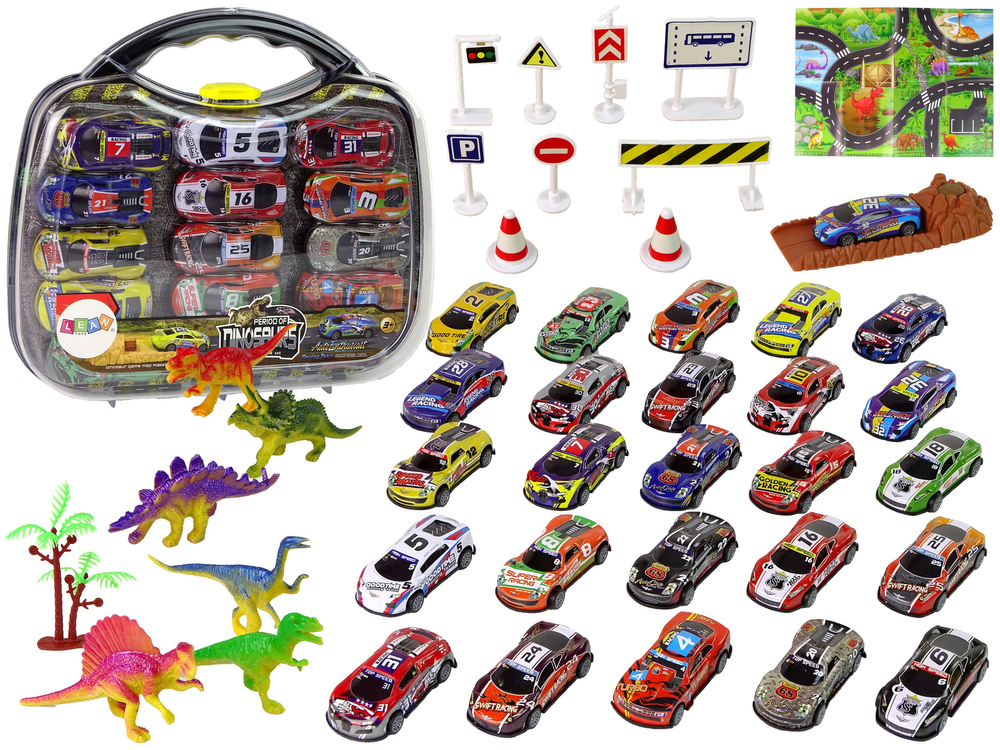 Sports Cars Set Resoraks Dinosaurs Accessories Road Signs Suitcase