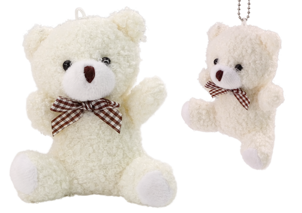 Plush White Little Teddy Bear Cuddly Mascot Keychain 10cm