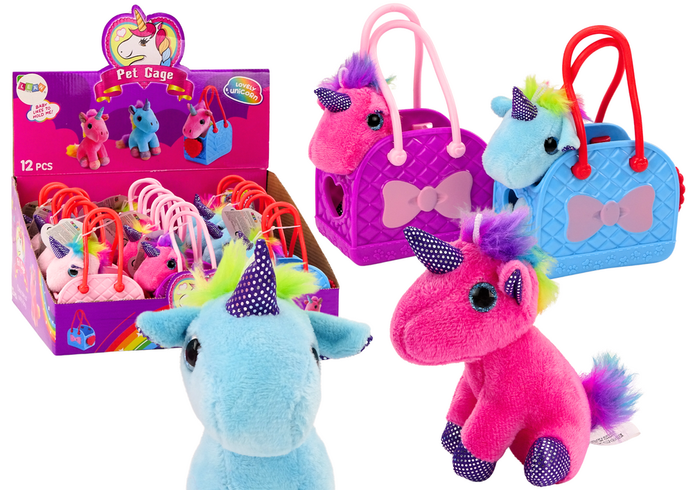 Plush Unicorn In Rubber Bag Colorful Mane 3 Types