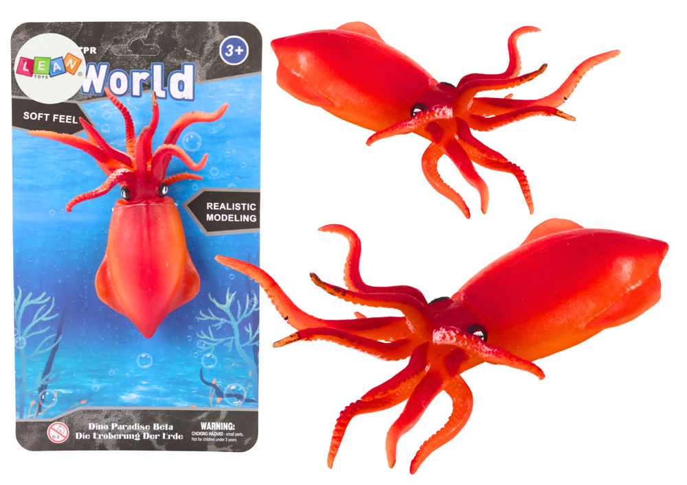 Sea World Orange Squid Rubber Figurine