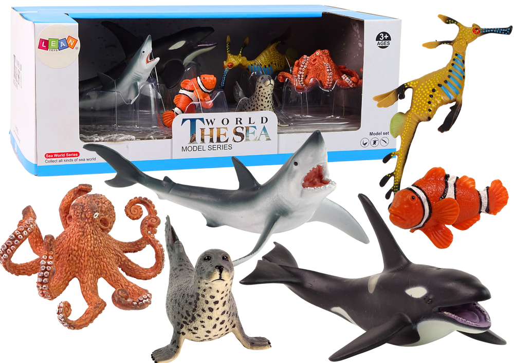 Sea Animals Figure Set Orca Octopus