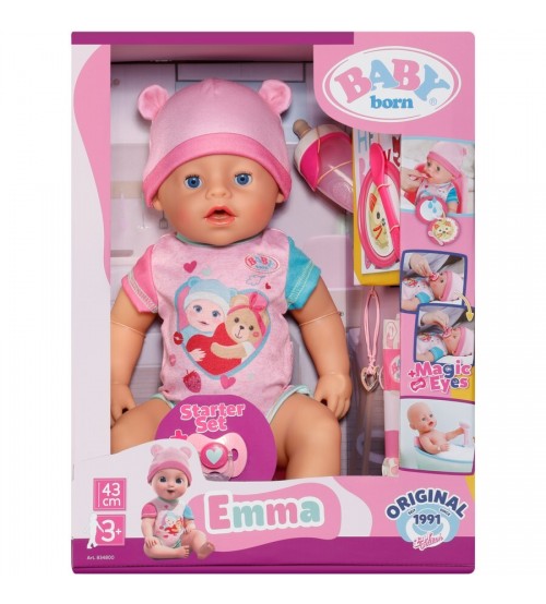 Baby Born Emma Doll, 43 cm (dzer, mazgājas, raud un izmanto podiņu) 834800