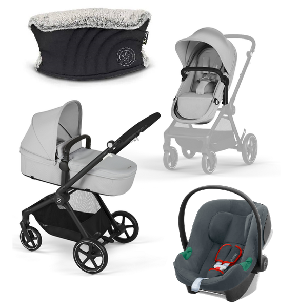 Cybex Eos Basic Lava Grey + Aton B2 I-size + Mufta Bērnu rati 3in1