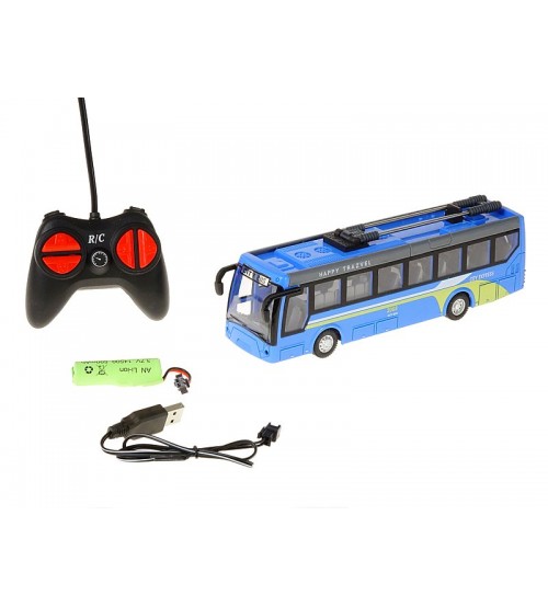 Radio vadāmāis trolejbuss (4 funkcijas, gaisma) ar akkum. USB uzlade 21 cm 570573