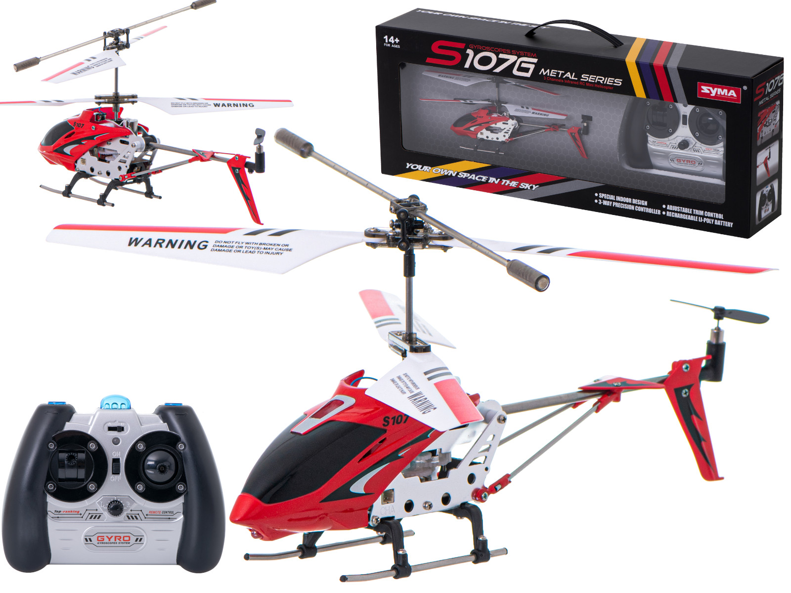 SYMA S107G RC helikopters sarkans