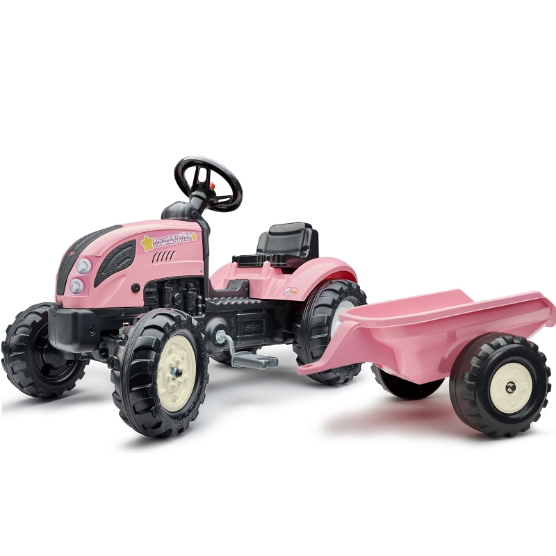 Traktors ar pedāļiem ar piekabi FALK Country Star Pink