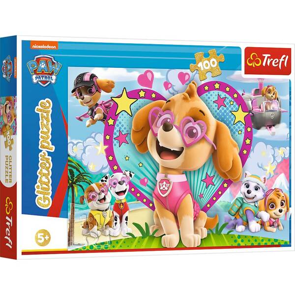 Trefl Puzzle 100 Elementów W Blasku Skye. Paw Patrol. Glitter