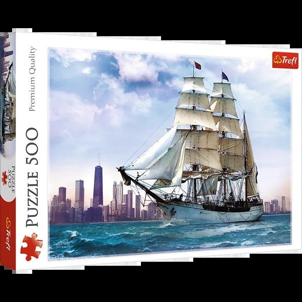 Trefl Puzzle 500 Elementów Żaglowiec Na Tle Chicago