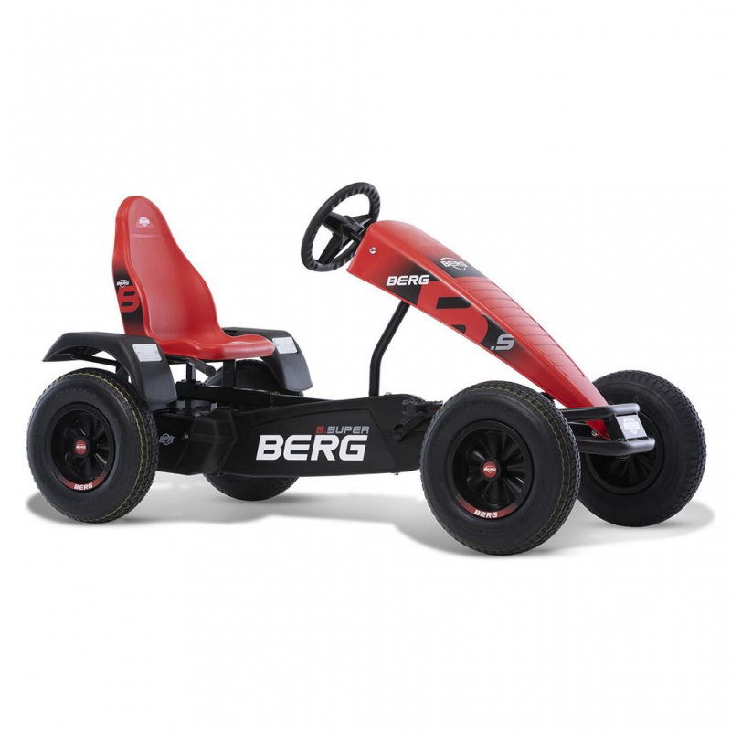 BERG Kartings ar pedāļiem XL B.Super Red BFR Piepūšamie riteņi no 5 gadiem līdz 100 kg