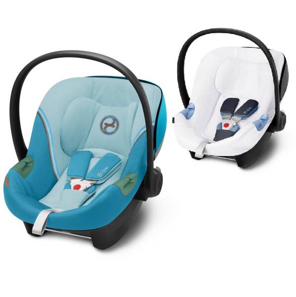 Cybex Aton S2 i-Size Beach Blue 2023 + vasaras pārvalks Bērnu autosēdeklis 0-13 kg